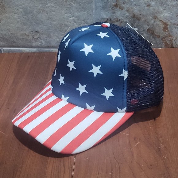 American Flag Hat Cap Stars and Stripes Red White Blue Mesh Back Snapback - Picture 5 of 11